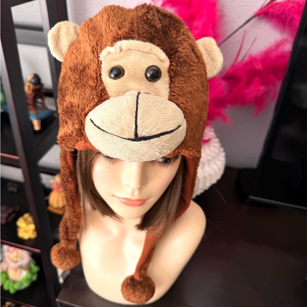 Brown Monkey Plush Hat for Kids